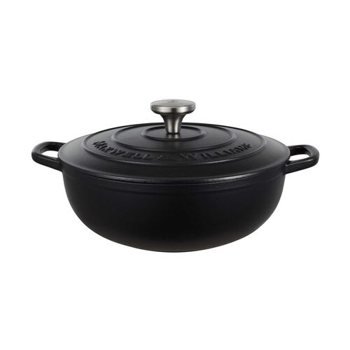 Maxwell & Williams Cast Iron Round Casserole Black 26cm / 4L Gift Boxed