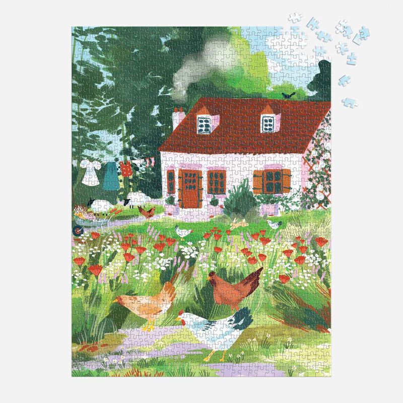 Galison Cottage Wildflowers 1000 Piece Puzzle in a Square Box image number 2