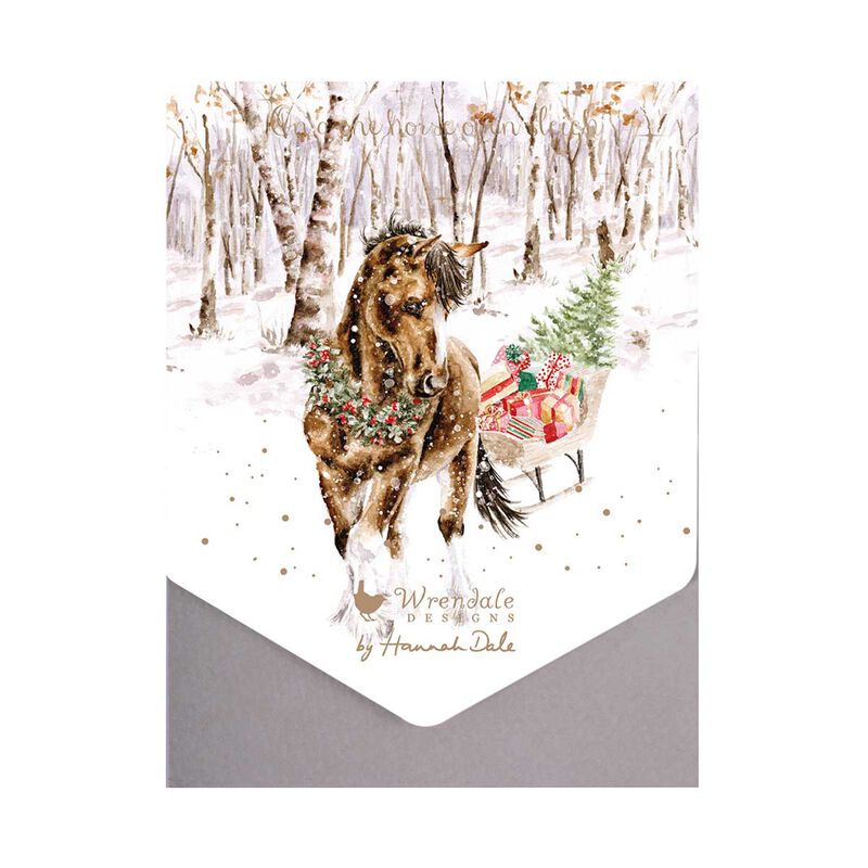 Wrendale Snowy Sleigh Ride Christmas Card Box of 8 image number 0