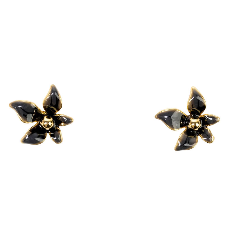 Stella + Gemma Earring Mini Flower Black with Gold Ball Centre image number 0