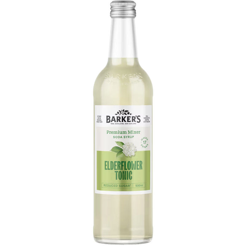 Barker's Elderflower Tonic Premium Reduced Sugar Mixer Soda Syrup 500ml image number 0