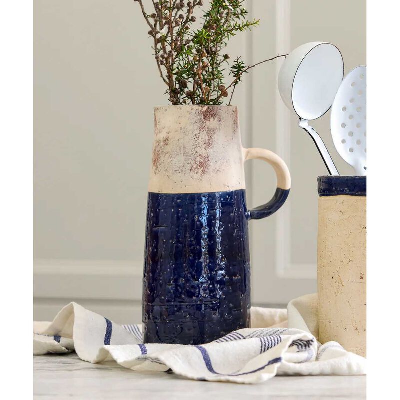 French Country Monte Terracotta Jug Dark Blue image number 1