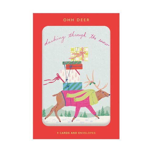 Ohh Deer Christmas Critters Pack of 9 Greeting Cards - 3 Designs