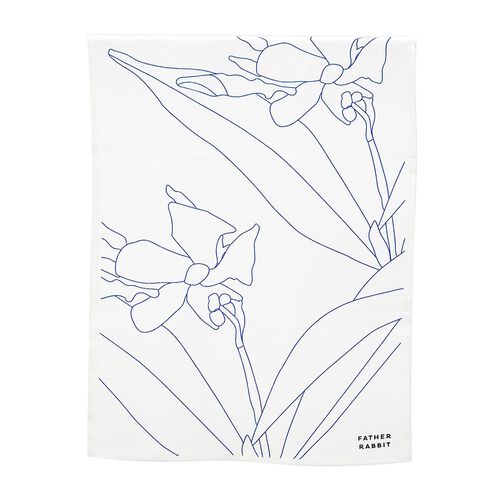 Father Rabbit Blue Jasmine Tea Towel