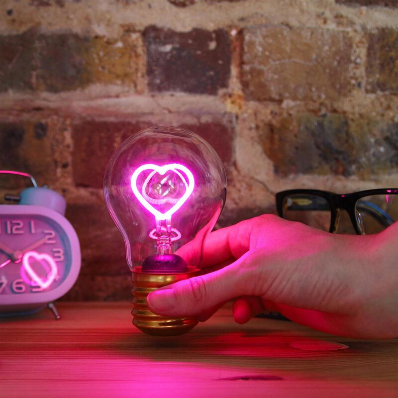 Stellar Haus Pink Heart Lightbulb Lamp image number 1