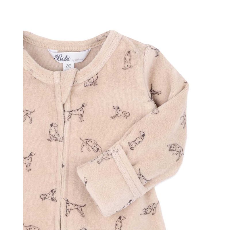 B&eacute;b&eacute; Otto Velour Zip Onesie image number 3