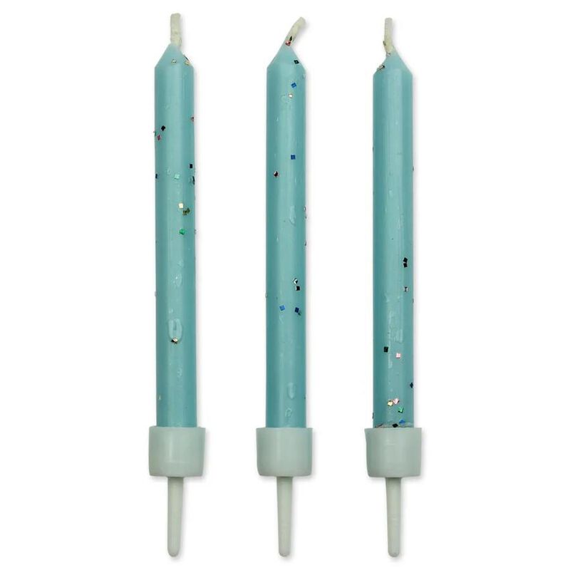 Wilton Candles With Holders 10 Pack - Blue Glitter image number 0