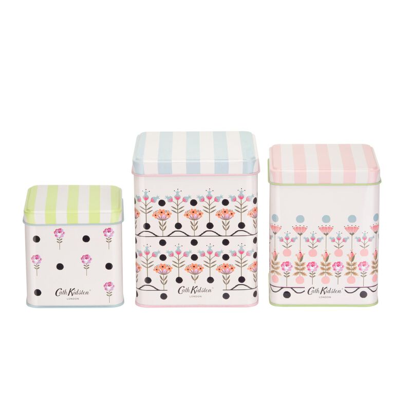 Cath Kidston Painted Table Stacking Storage Tins 3Pk image number 1