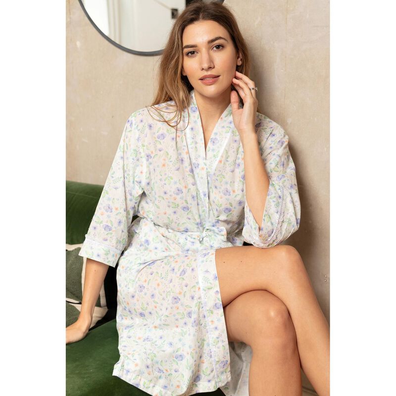 Cottonreal Cotton Voile Pansy Kimono Wrapover image number 1