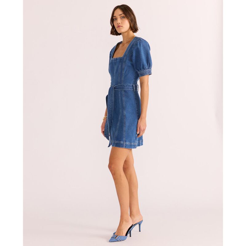 MINKPINK Ellis Denim Panel Mini Dress image number 3