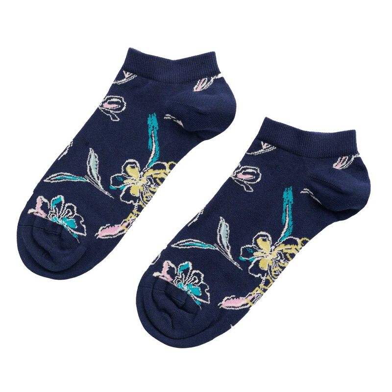 Seasalt Cornwall Womens Arty Trainer Socks Linear Floral Night image number 0