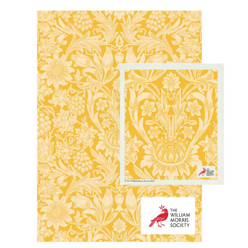 William Morris Teatowel 50/50 Linen/Cotton & Dish Cloth - Sunflower Yellow image number 0