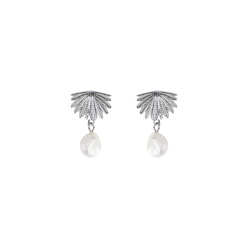 Boh Runga Fantail Pearl Stud Earrings Silver