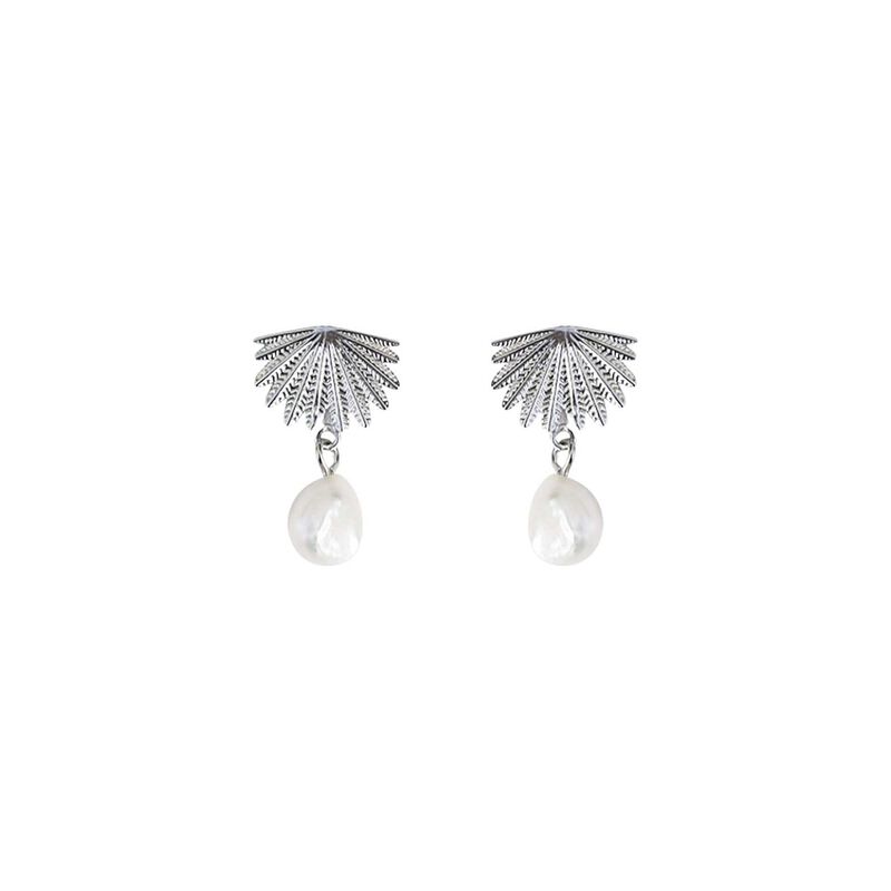 Boh Runga Fantail Pearl Stud Earrings Silver image number 0