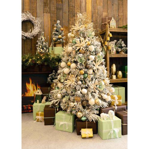 Snowy Pine Christmas Tree With Pinecone & 420 Warm Lights - 7.5 Foot