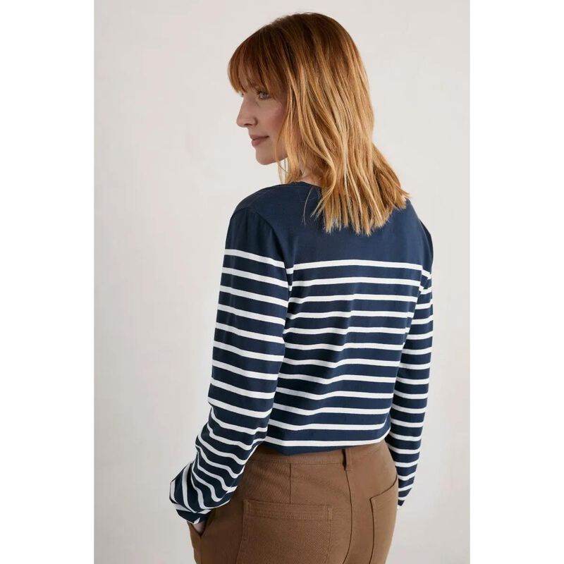 Seasalt Cornwall Sailor Shirt LS Falmouth Breton Maritime Chalk image number 1