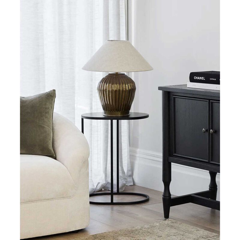 French Country Oval Couch Side Table Black image number 1