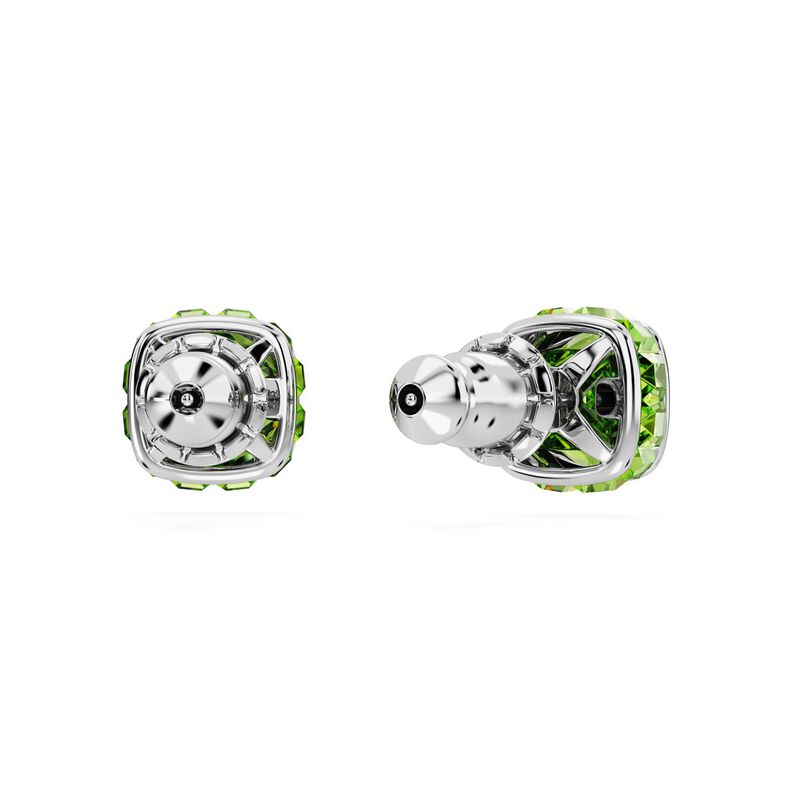 Swarovski Birthstone Square Cut Stud Earrings -  August Green image number 3