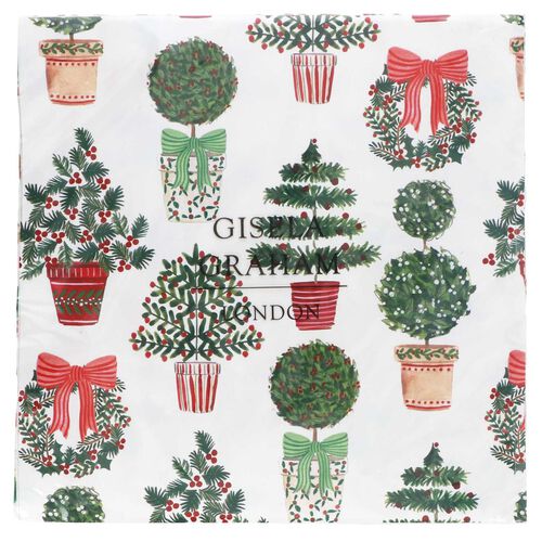 Gisela Graham Napkins Pack Of 20 Christmas Topiary