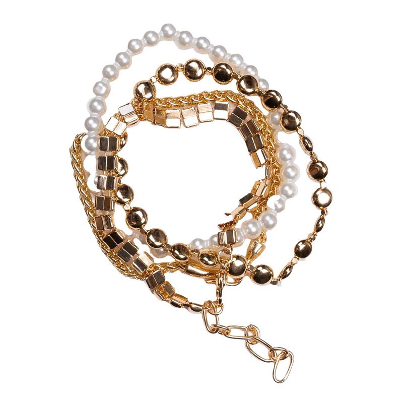 Stella + Gemma Bracelet Set Of 4 Gold Beads And Pearls image number 0