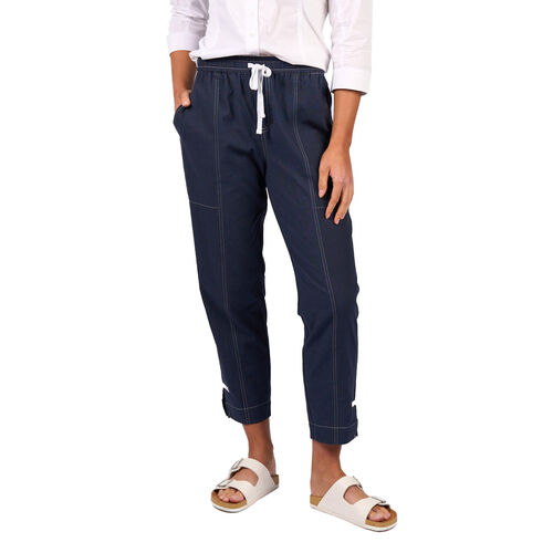 Vassalli Relaxed Leg Ankle Grazer Pant With Contrast Trim & Stitching