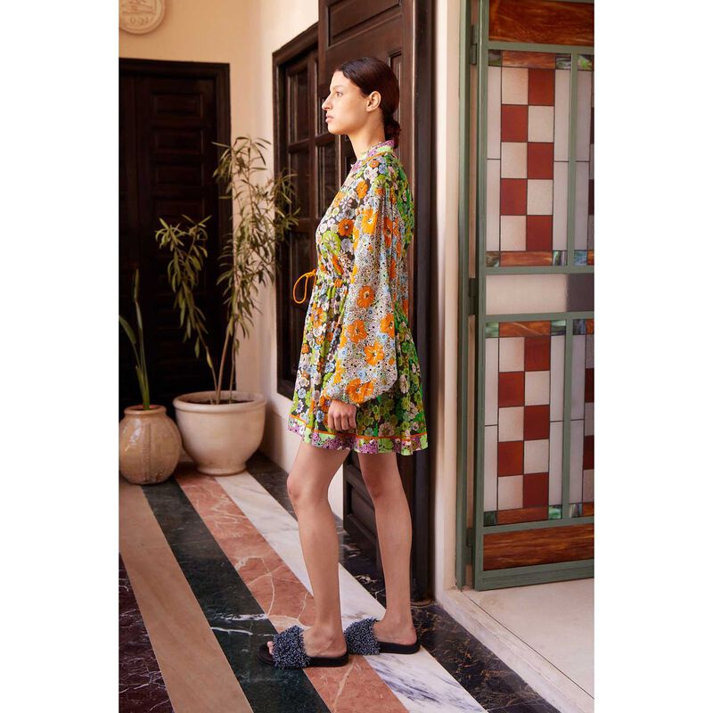 AL&Eacute;MAIS Orange Blossom Spliced Mini Dress image number 3