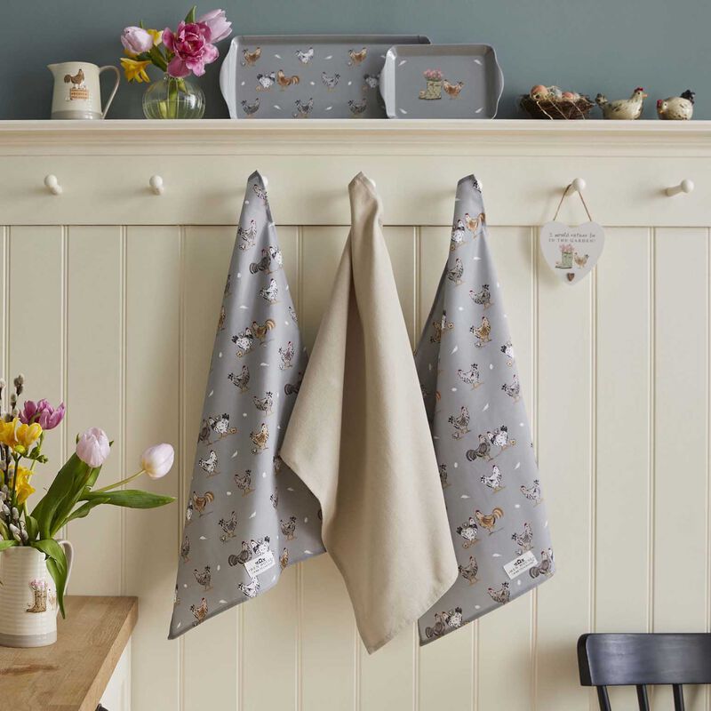 Cooksmart Hen House Lane 3 Pack Tea Towels image number 1