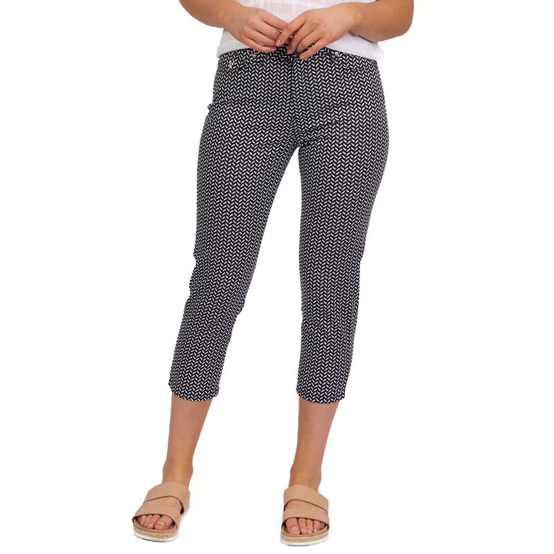 Vassalli Printed Lightweight Skinny Leg 7/8 Length Pant With Fly image number 2