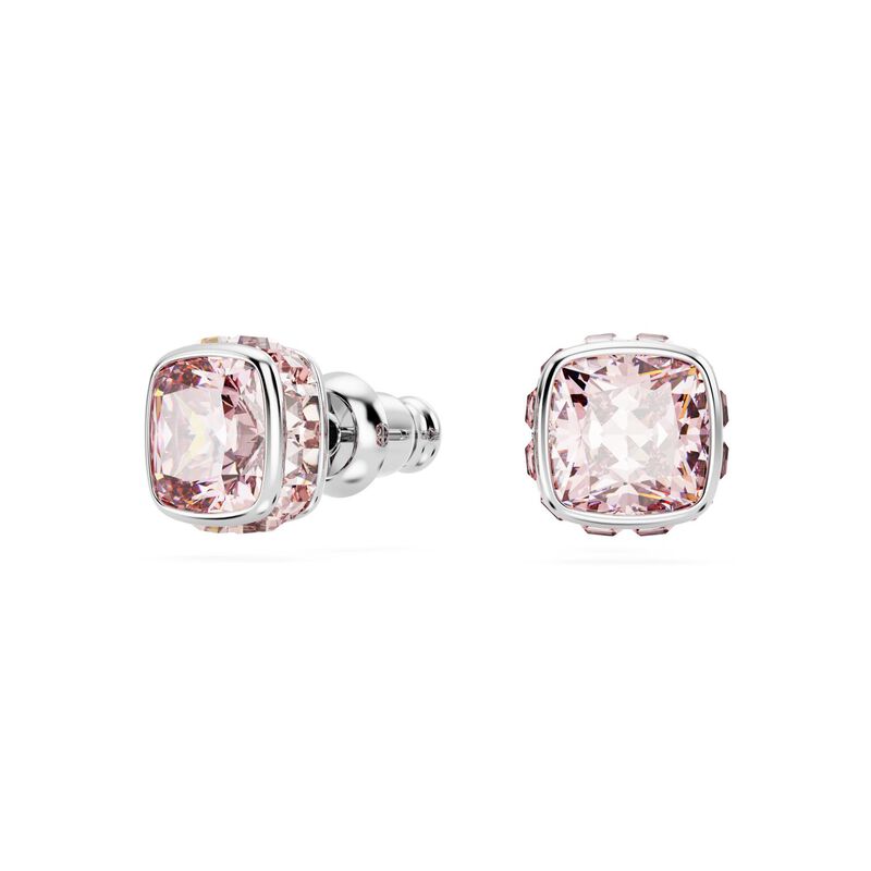 Swarovski Birthstone Square Cut Stud Earrings - June Pink image number 1
