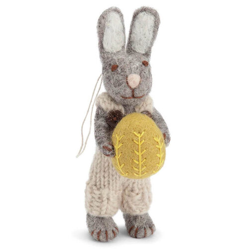 Én Gry & Sif Grey Bunny With Light Grey Pants And Yellow Egg