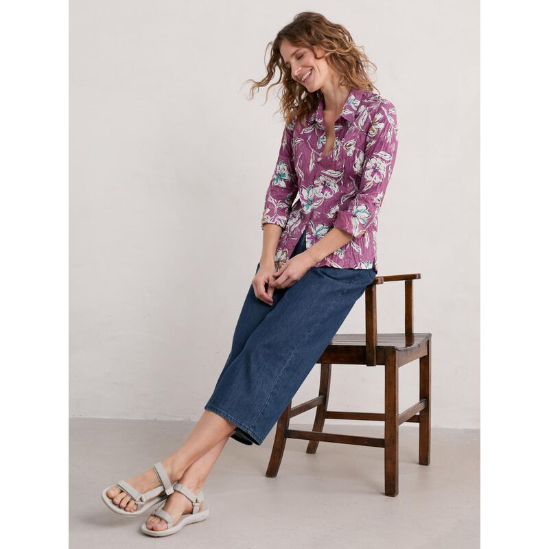 Seasalt Cornwall Larissa Shirt Linework Floral Heather image number 3