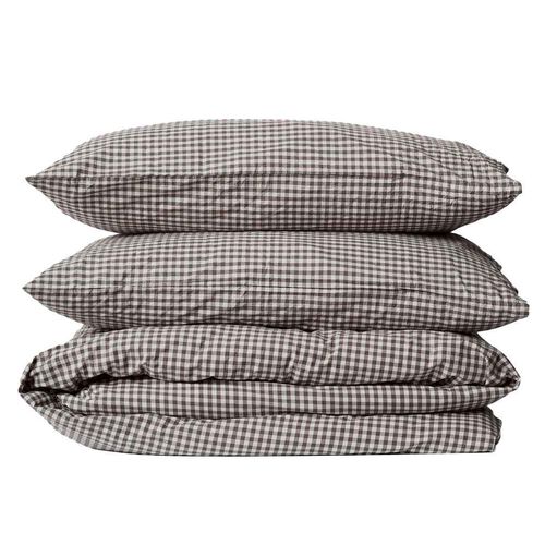Citt&agrave; Gingham Organic Cotton Duvet Cover Cocoa Q 210x210cm
