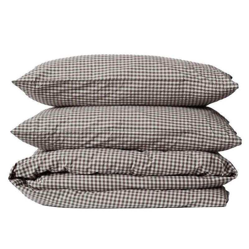 Citt&agrave; Gingham Organic Cotton Duvet Cover Cocoa Q 210x210cm image number 0