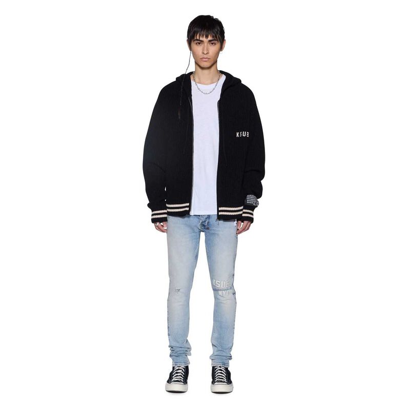 Ksubi Boxer Zip Knit Hoodie Midnight image number 3