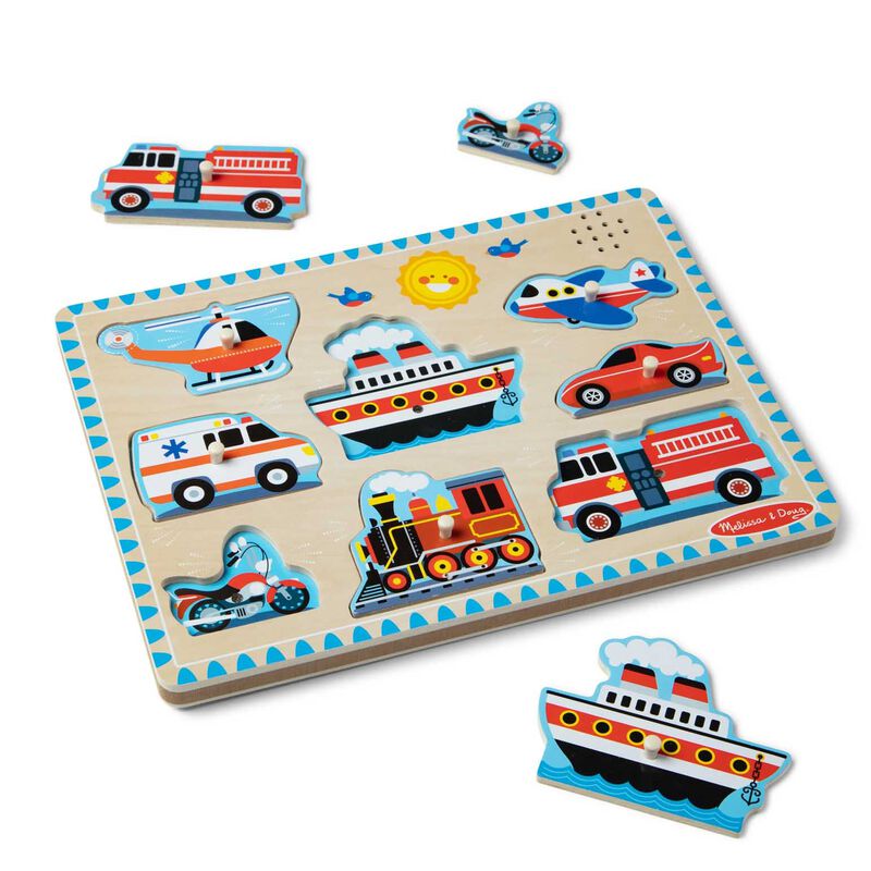 Melissa & Doug Vehicles Sound 8-Piece Puzzle image number 2