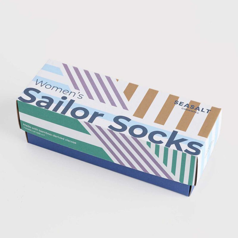 Seasalt Cornwall Gift Box of 7 Sailor Socks Crosscut Mix image number 2