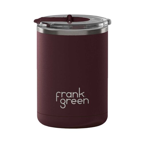 frank green 12oz Coffee Cup w Hinged Screw Lid Chrome Chocolate