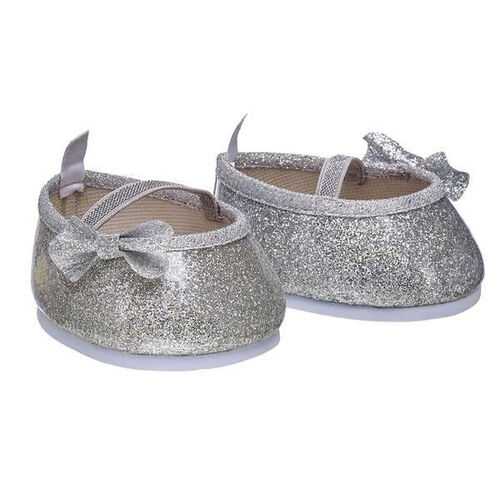 Build A Bear Shoes - Silver Sparkle Bow Flats