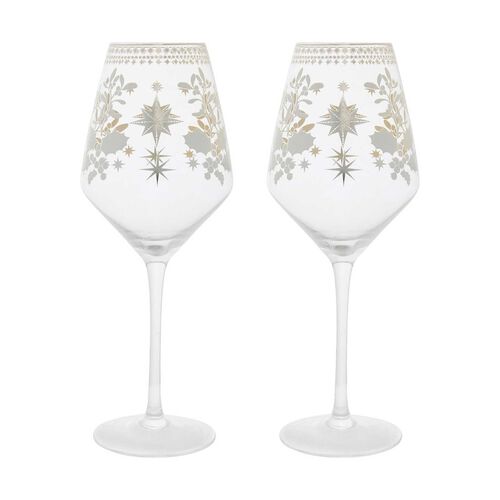 Maxwell & Williams White Christmas Wine Glass 500ml Set Of 2