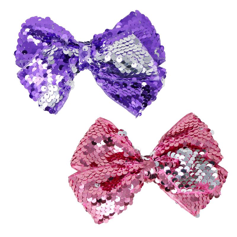 Pink Poppy Mermaid Reversible Sequin Hair Bow image number 0