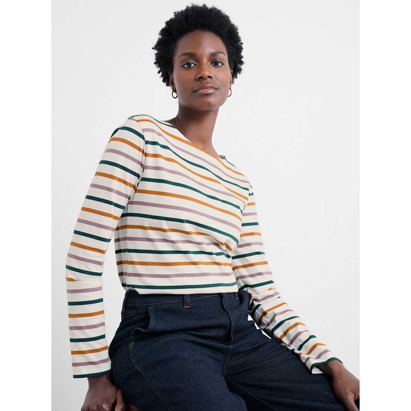 Seasalt Cornwall Sailor Shirt Tri Breton Verte image number 2