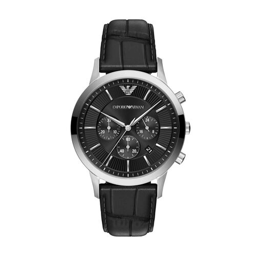 Emporio Armani Archetipo Chronograph Black Leather Watch