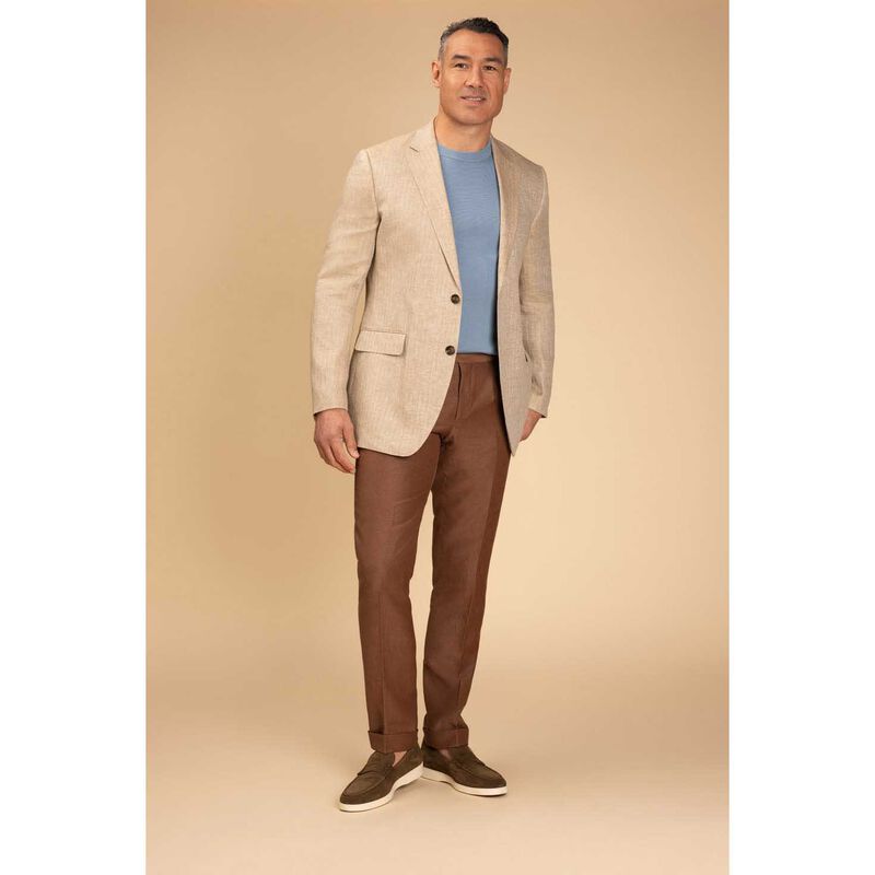 Rembrandt Cooper Beige Linen Herringbone Blazer image number 3