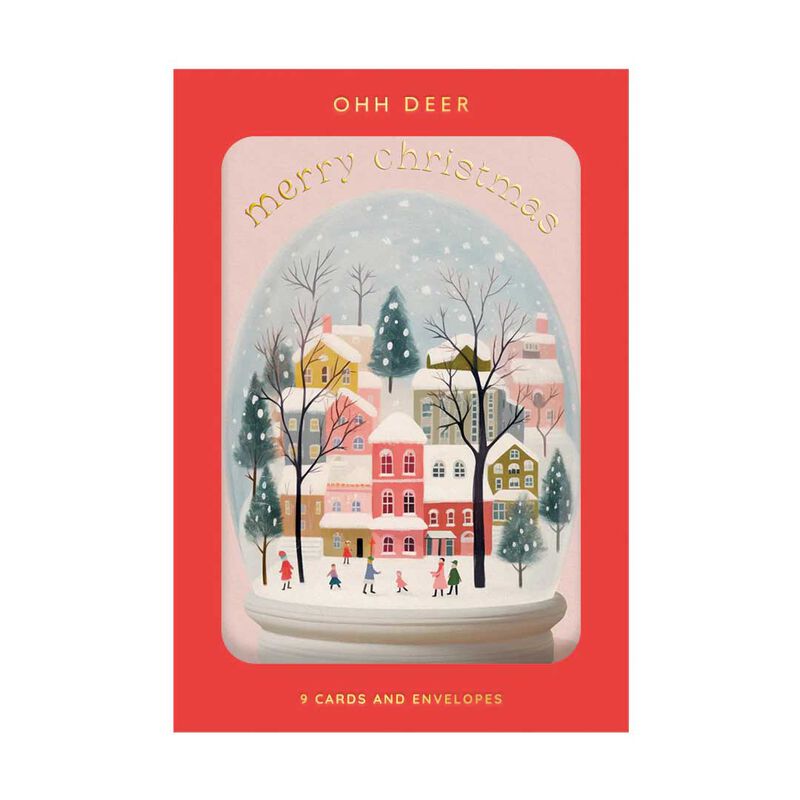 Ohh Deer Merry Christmas Snowglobe Packs of 9 Cards image number 0