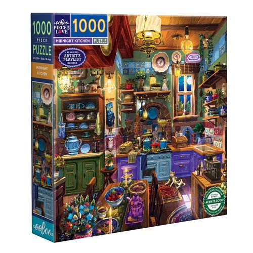 eeBoo Midnight Kitchen Square 1000 Piece Puzzle