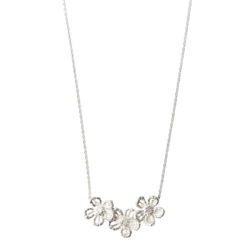 Stella + Gemma Necklace 3 Silver Brushed Flowers image number 0