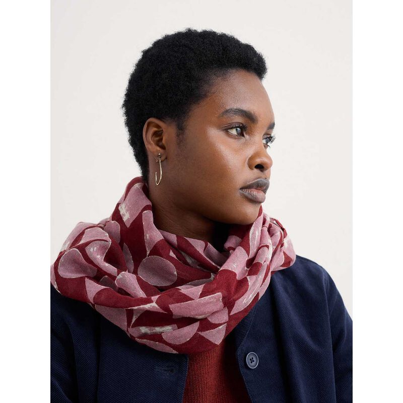 Seasalt Cornwall Pretty Circle Scarf Geo Tumble Burgundy image number 1