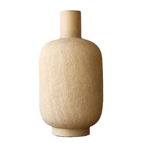 West Elm Combed Ceramic Vase Medium 39cmH