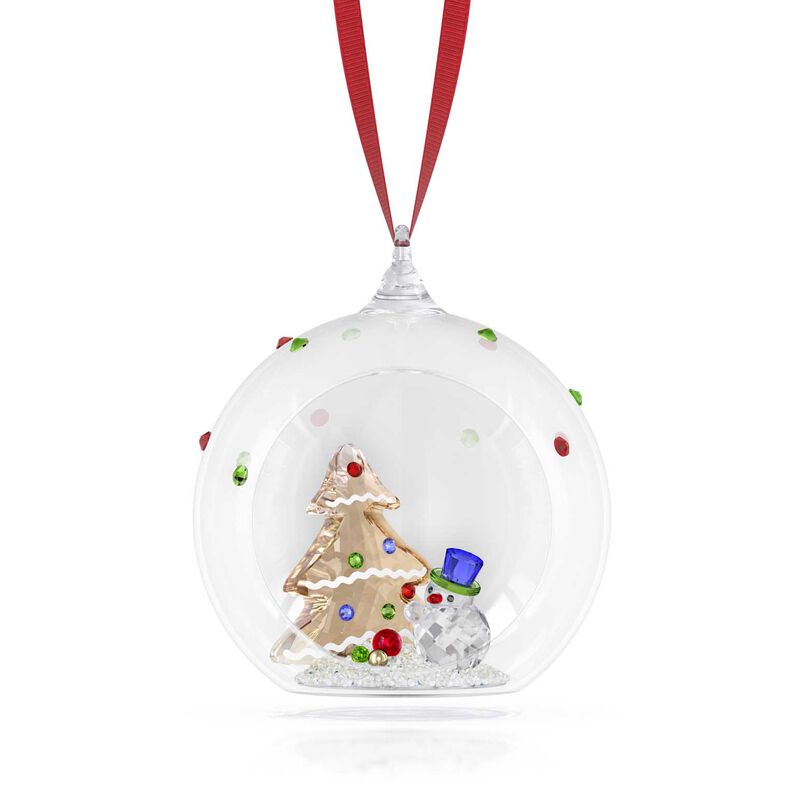 Swarovski Holiday Cheers Tree and Snowman Ball Ornament image number 0