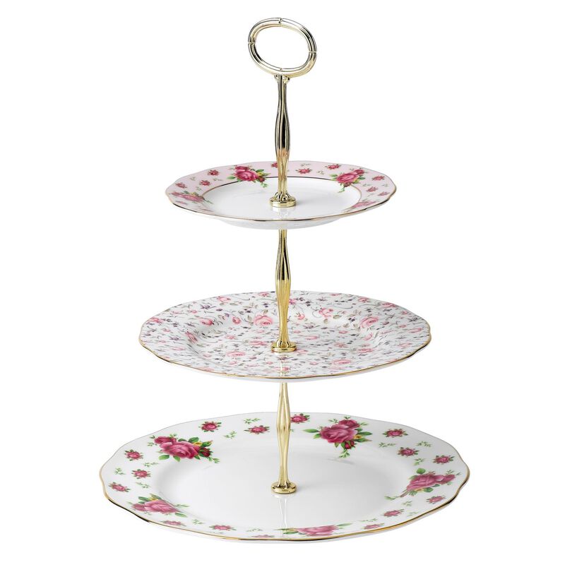 Royal Albert New Country Roses White Vintage 3 Tier Cake Stand image number 0